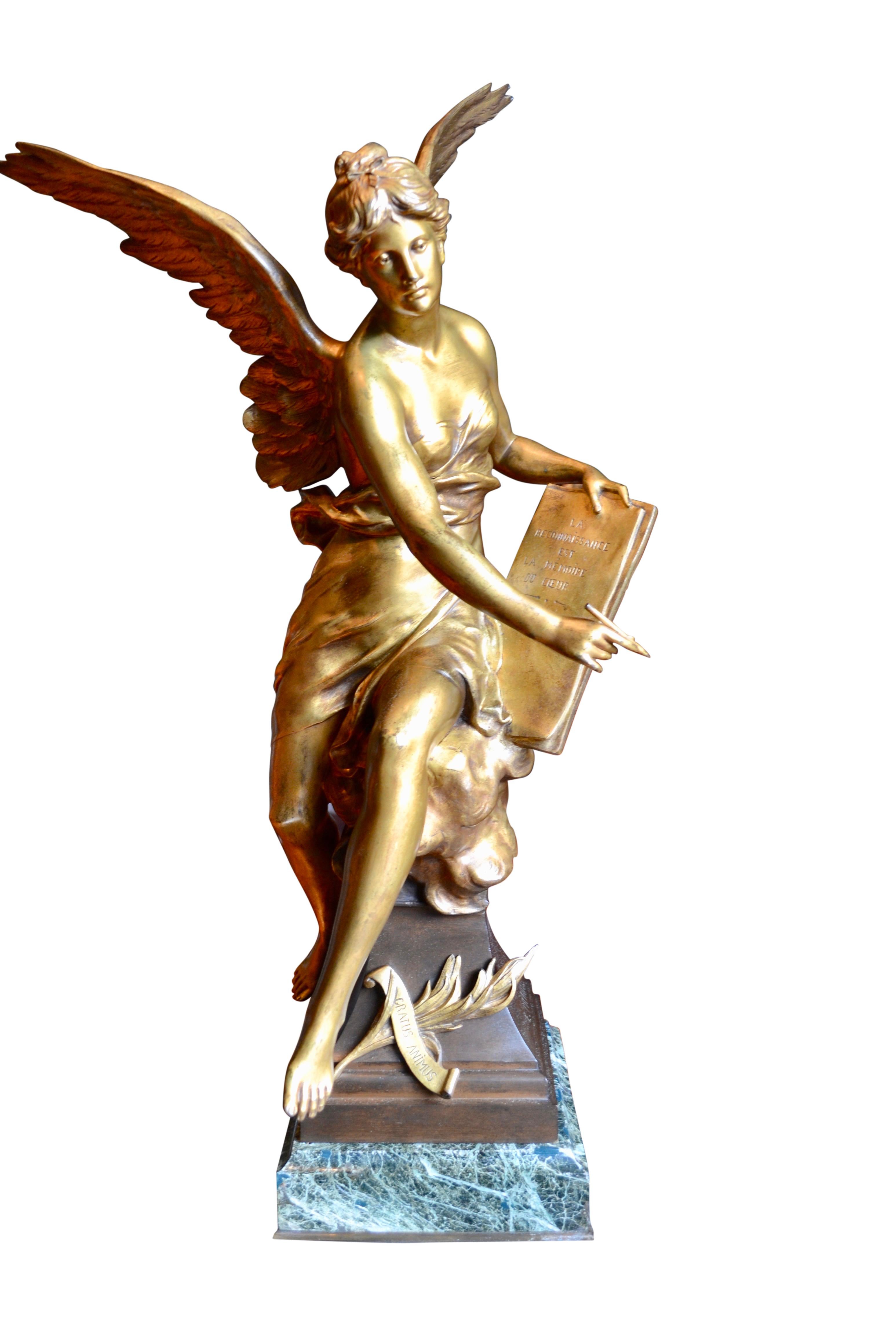 Statue en bronze doré de Picault intitulée « Gratus Animus » ou « Gratitiude »  Bon état - En vente à Vancouver, British Columbia