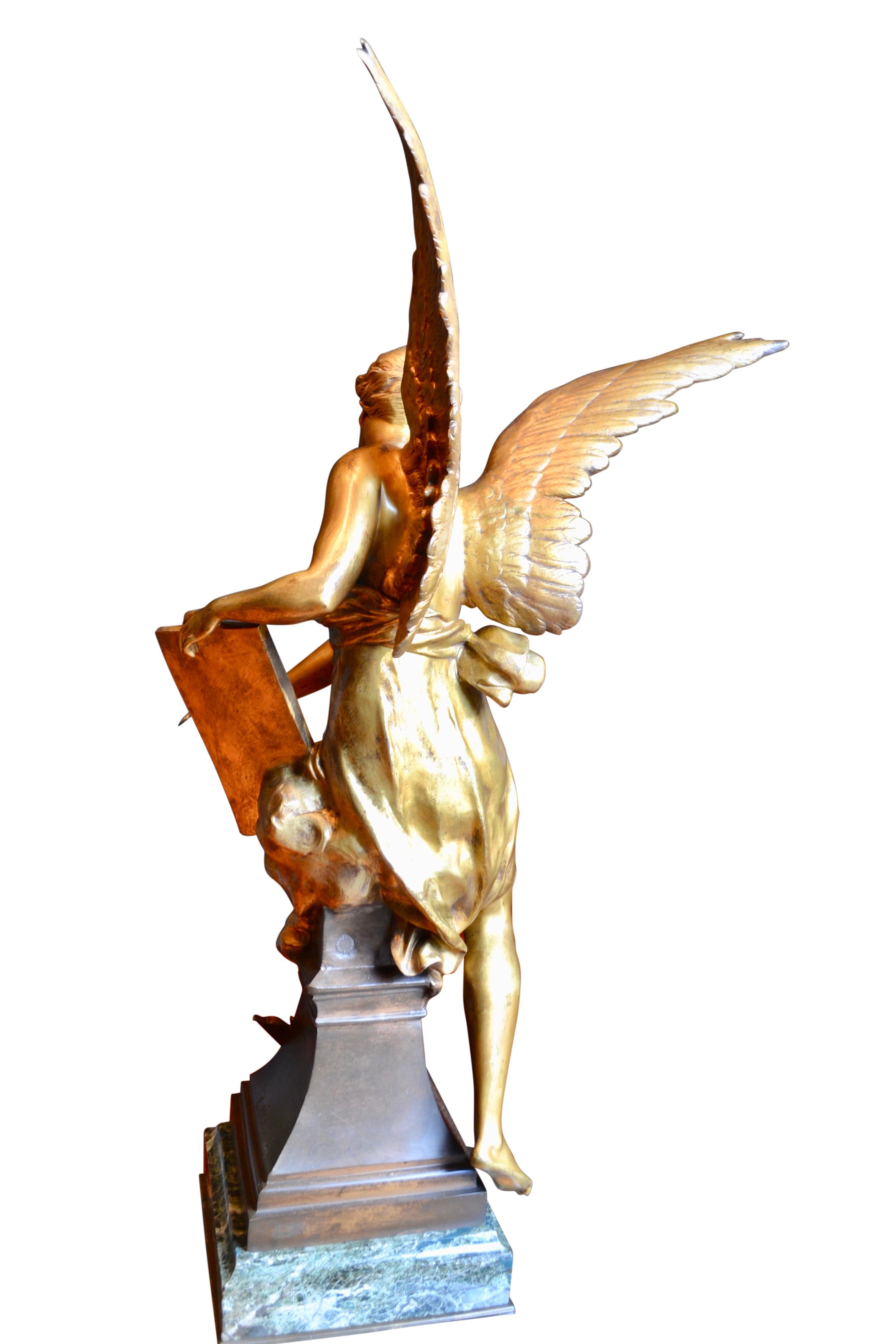 XIXe siècle Statue en bronze doré de Picault intitulée « Gratus Animus » ou « Gratitiude »  en vente