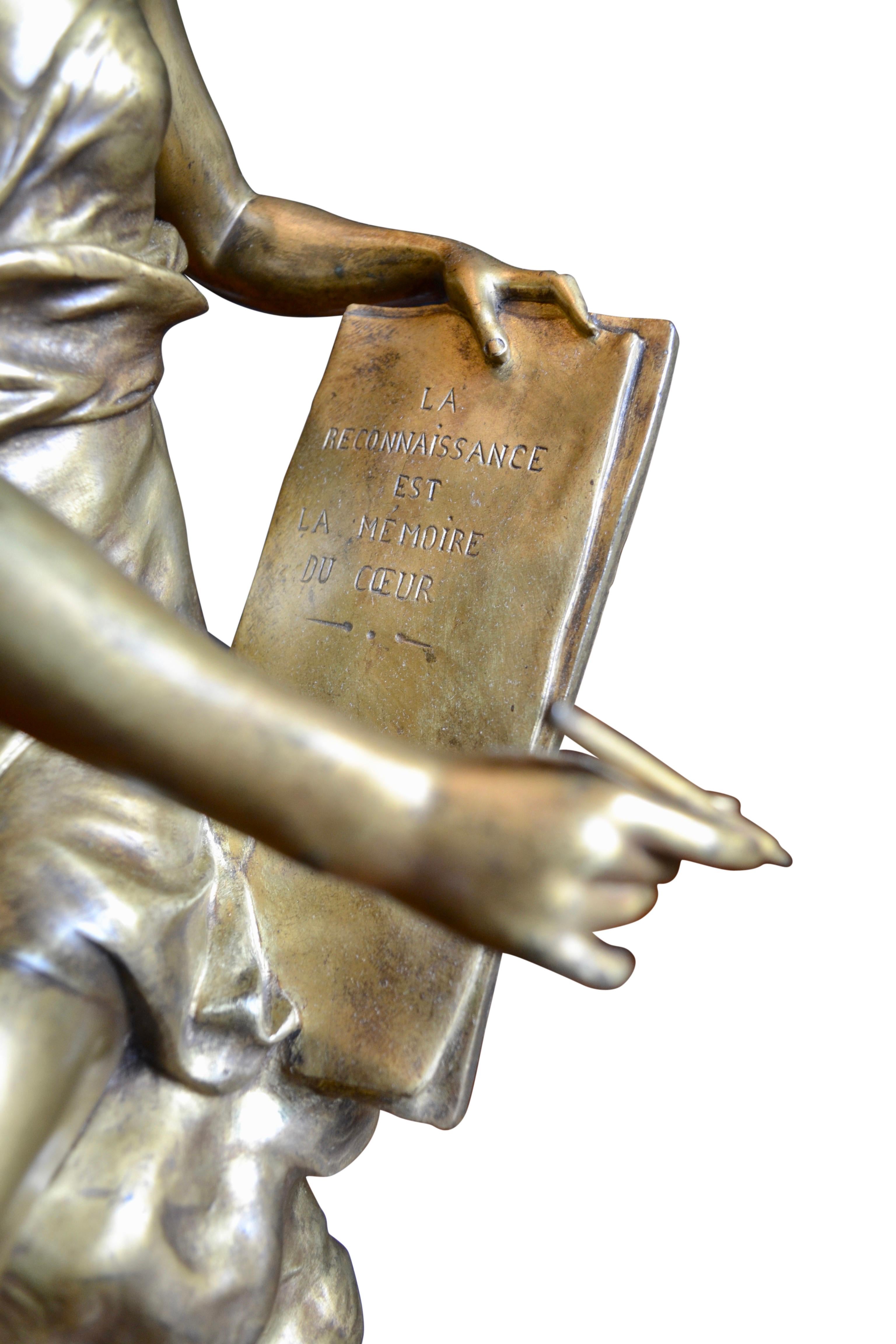 Statue en bronze doré de Picault intitulée « Gratus Animus » ou « Gratitiude »  en vente 1