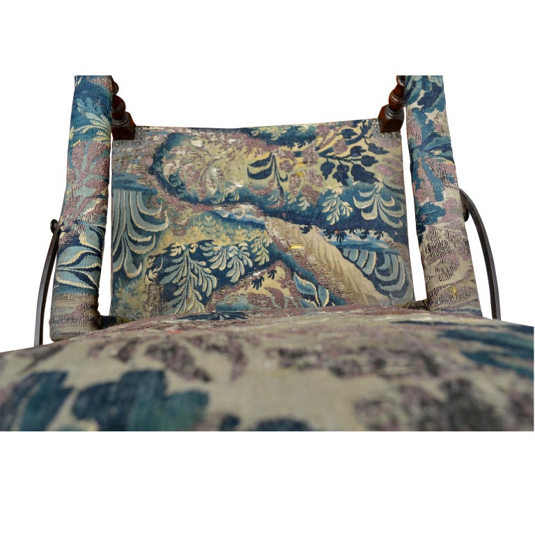 French Tapestry Reclining Armchair, a Veritable Medieval La-Z-boy