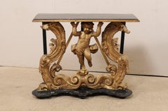 Early 18th Century Italian Rococo Console Table with Beautifully Carved Putto