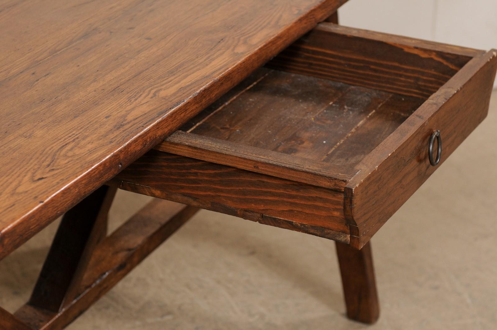 18th Century Early 18th C. Italian Walnut Table with V-Stretcher, a Great Desk Option