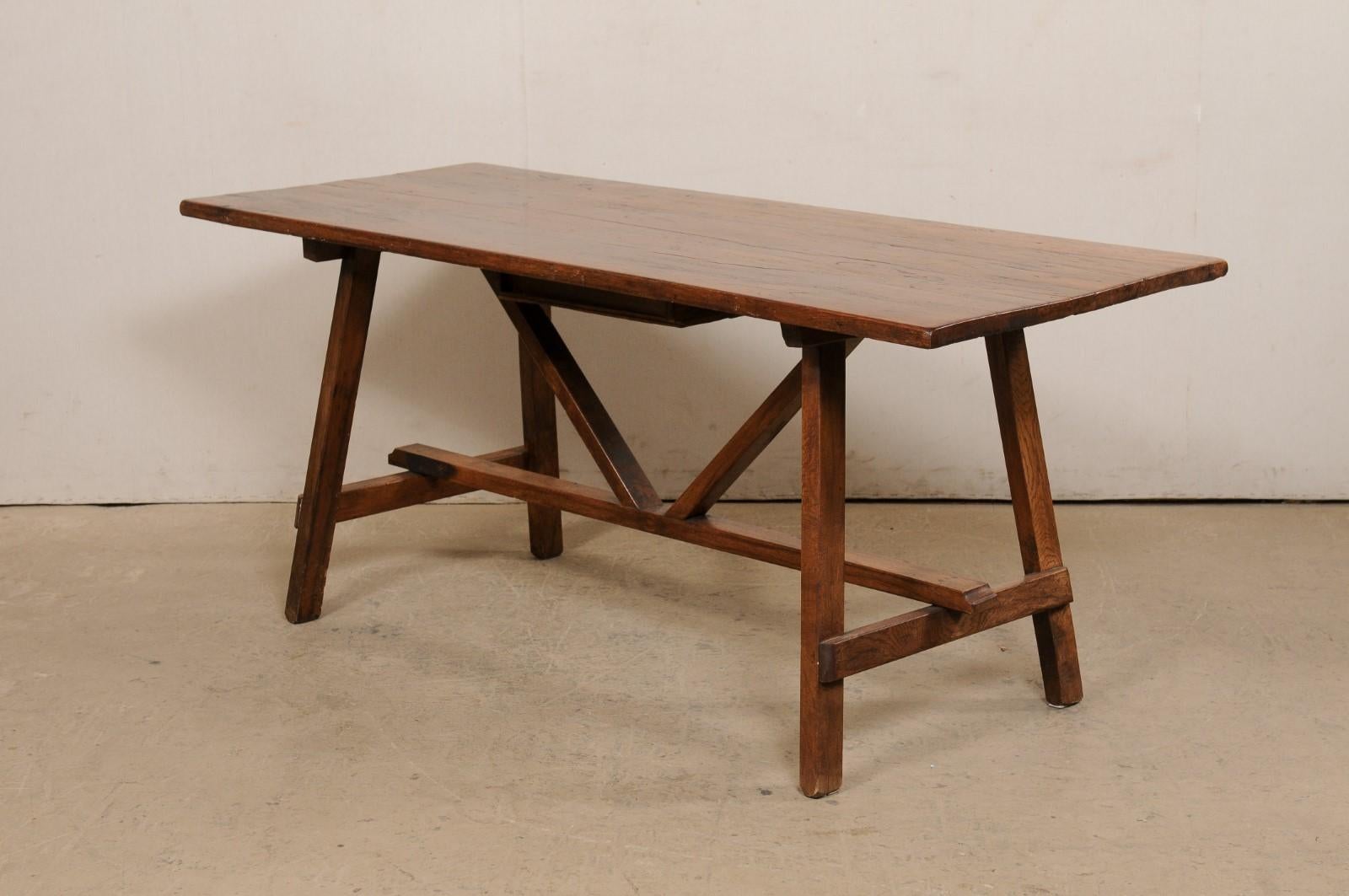 Early 18th C. Italian Walnut Table with V-Stretcher, a Great Desk Option 2