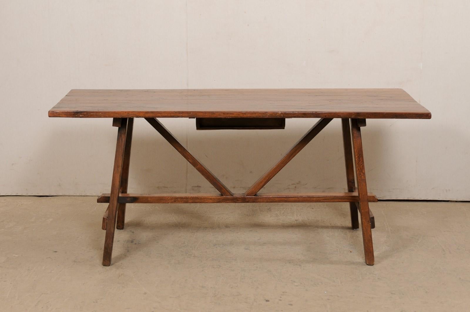Early 18th C. Italian Walnut Table with V-Stretcher, a Great Desk Option 3
