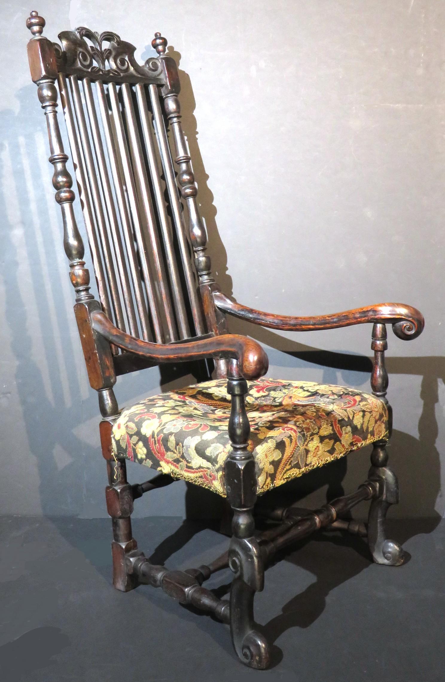 American An Early 18th Century Banister-Back Armchair, North Eastern USA, Circa 1720