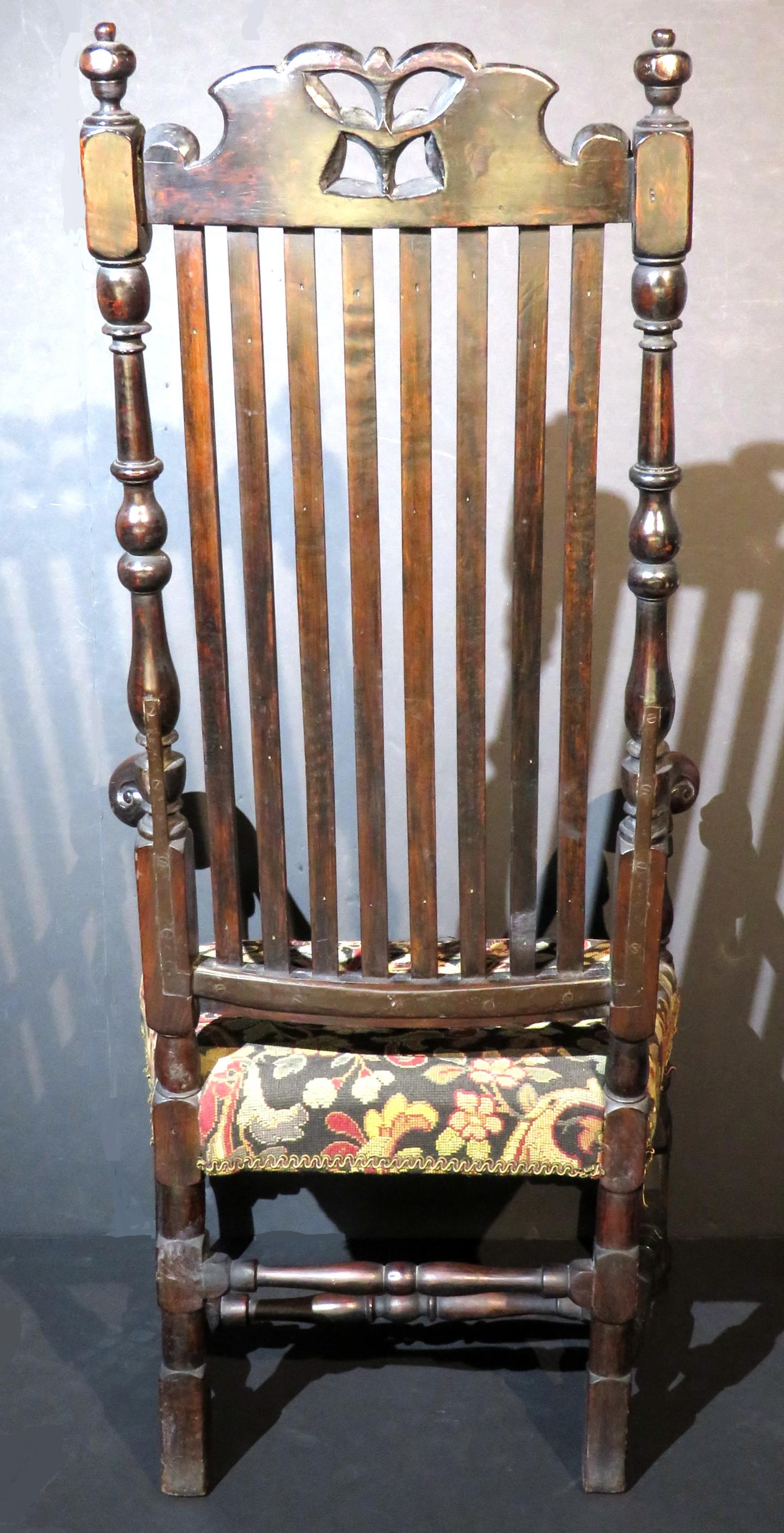 Iron An Early 18th Century Banister-Back Armchair, North Eastern USA, Circa 1720