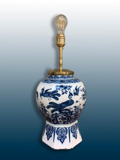 Early 18th Century Dutch Delft Vase Converted into a Lamp