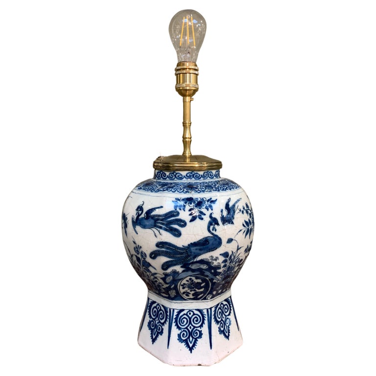 Early 18th Century Dutch Delft Vase Converted into a Lamp For Sale