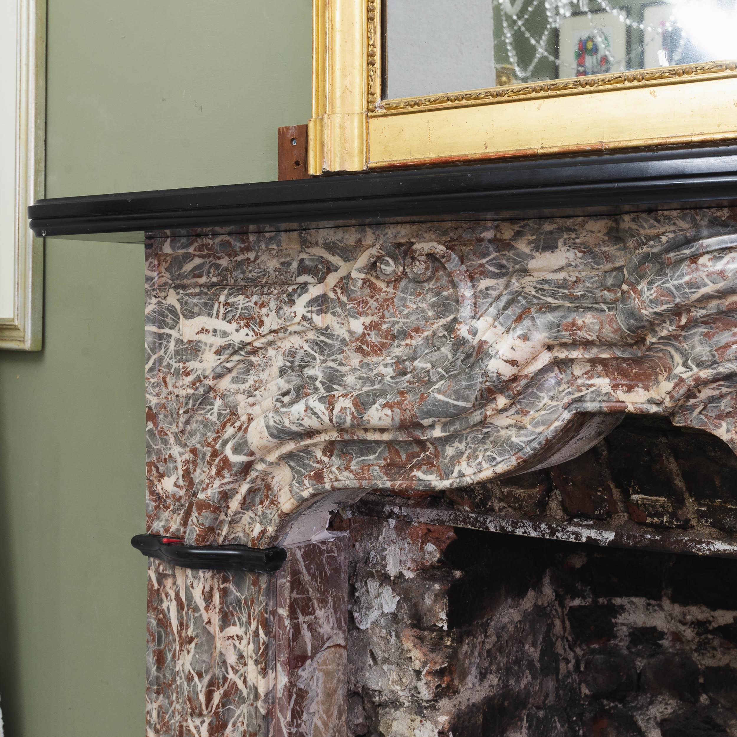 An Early 18th Century French Rance Marble Fireplace For Sale 7