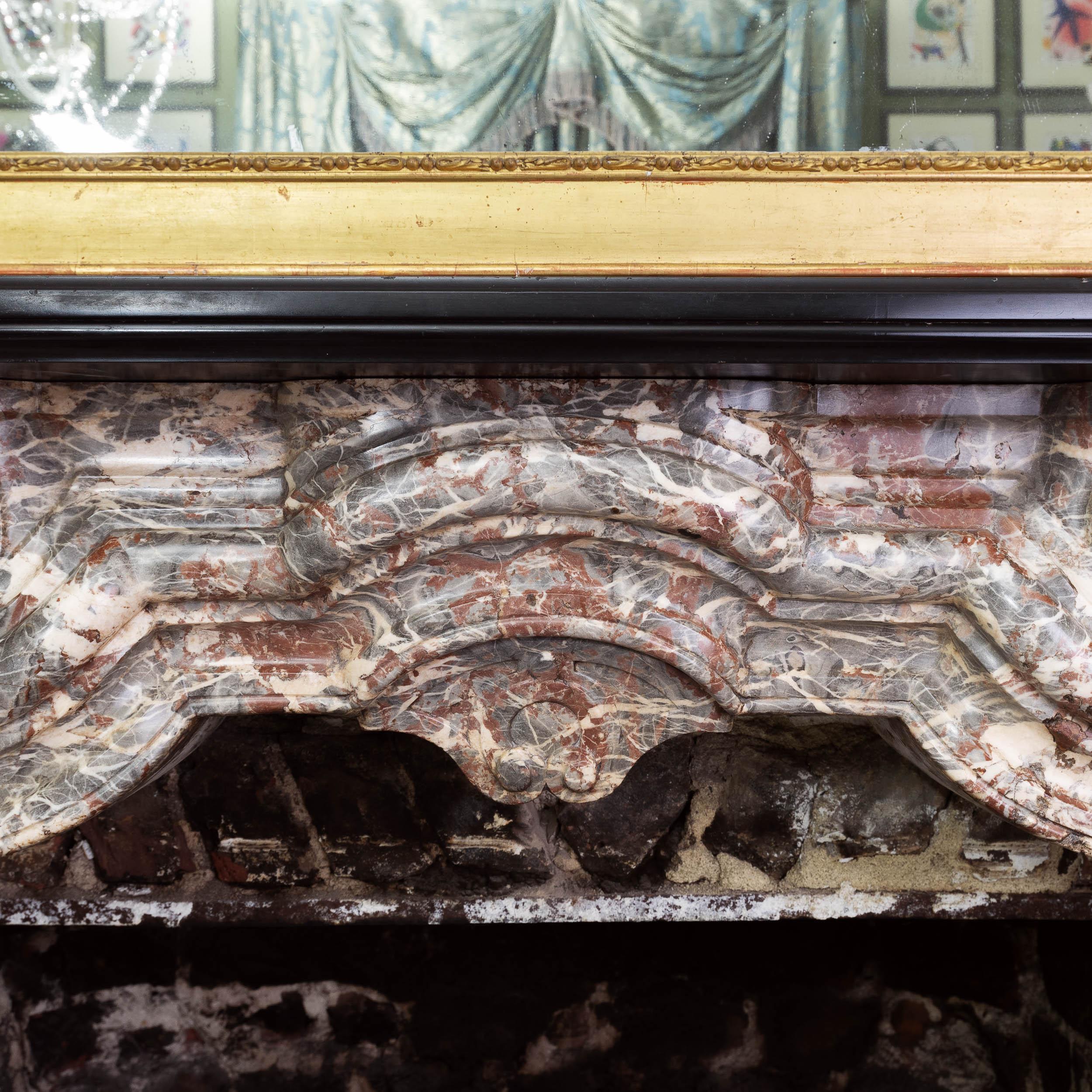 An Early 18th Century French Rance Marble Fireplace For Sale 9