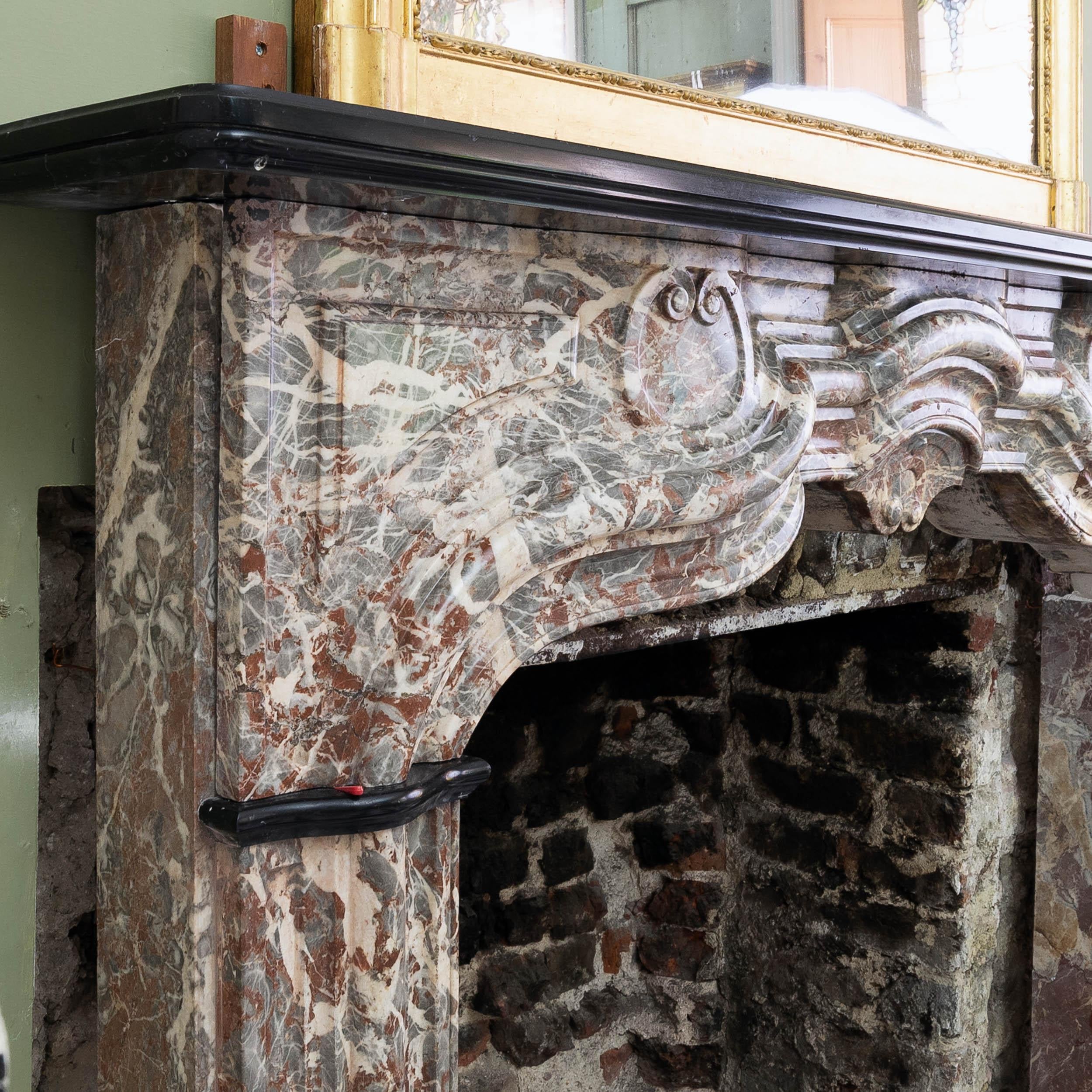 An Early 18th Century French Rance Marble Fireplace For Sale 2