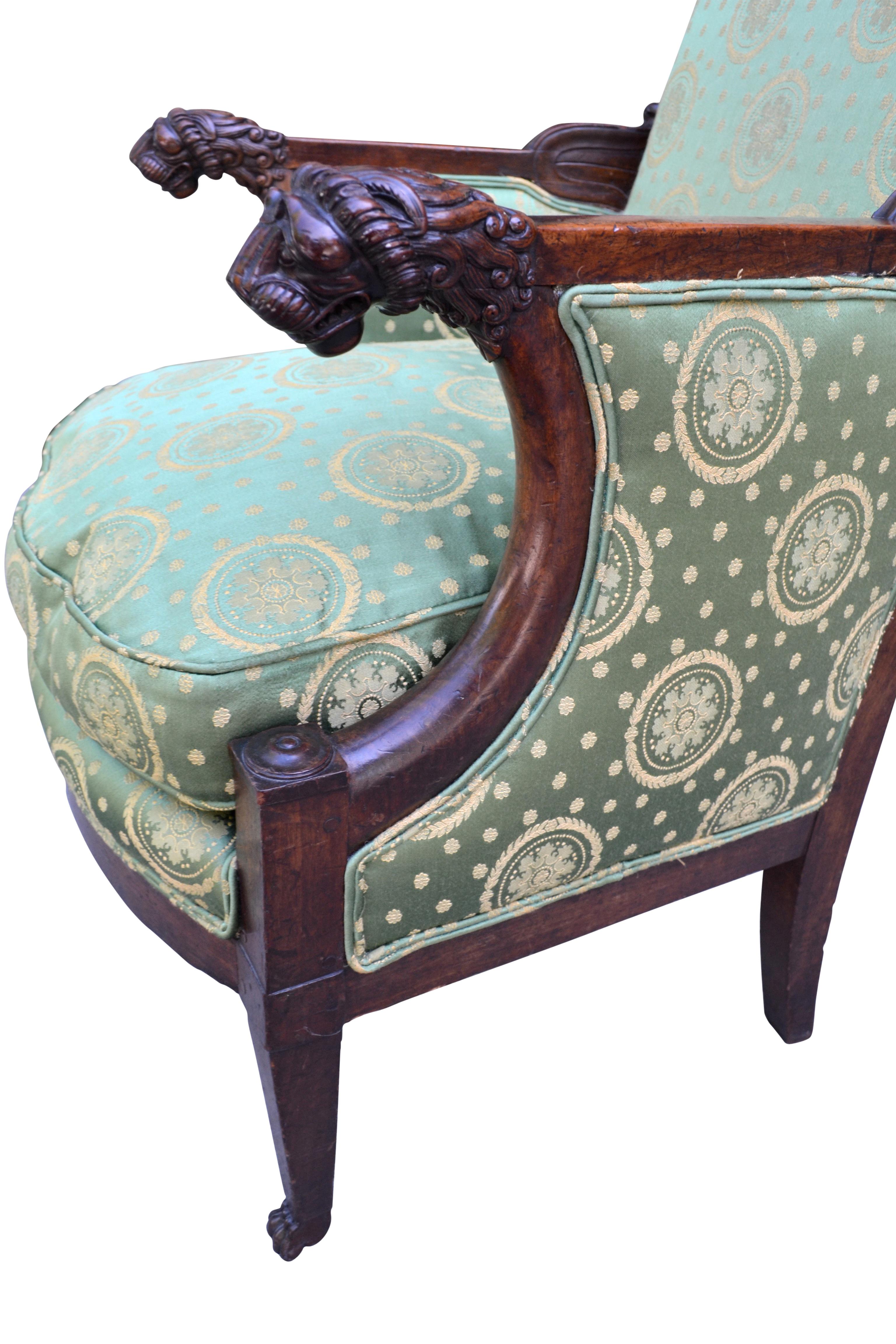 Early 19th Century French Empire Mahogany Armchair For Sale 2