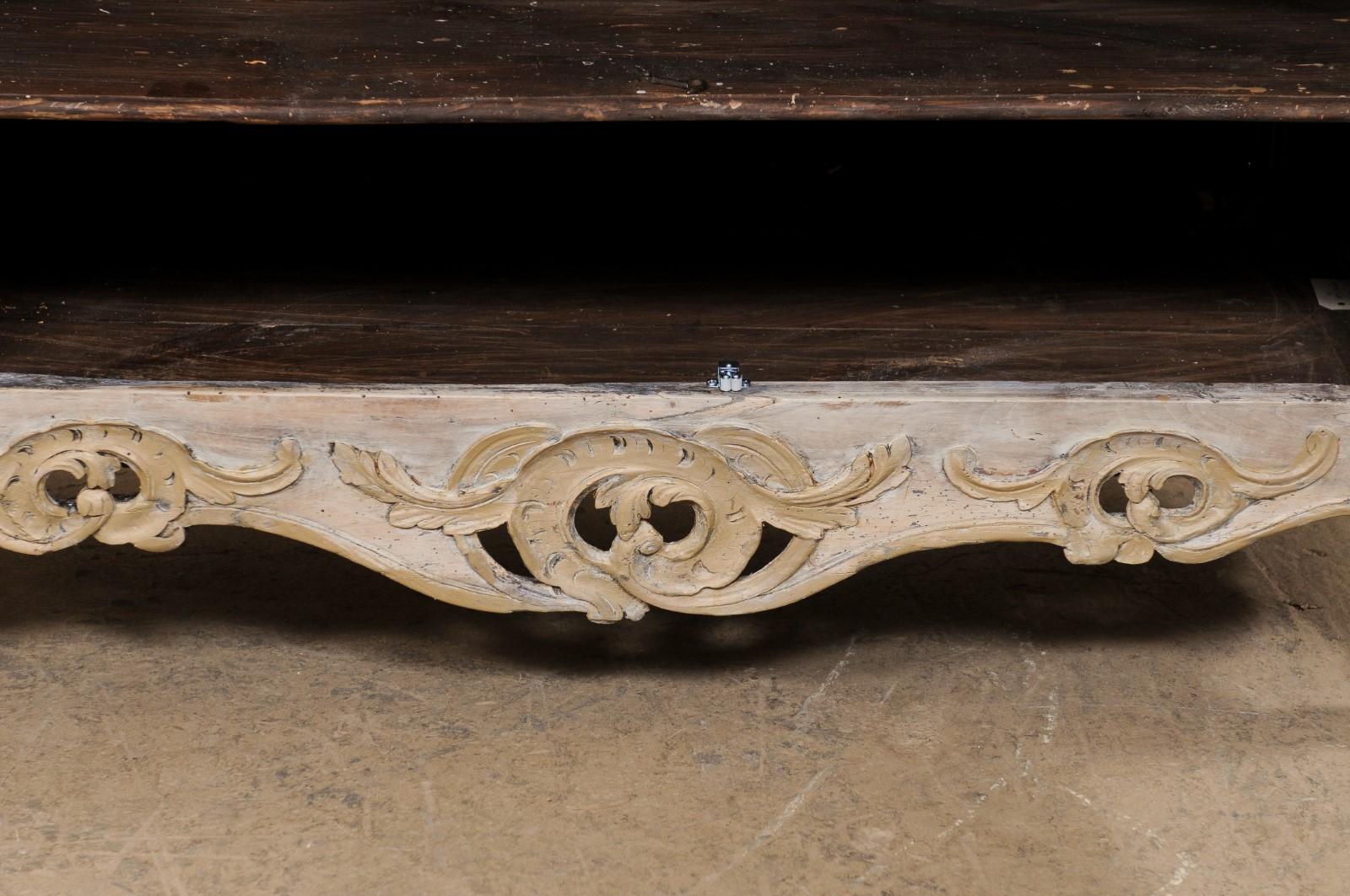 Early 19th C. French 2-Door Buffet Console with Beautiful Pierce-Carved Skirt For Sale 6