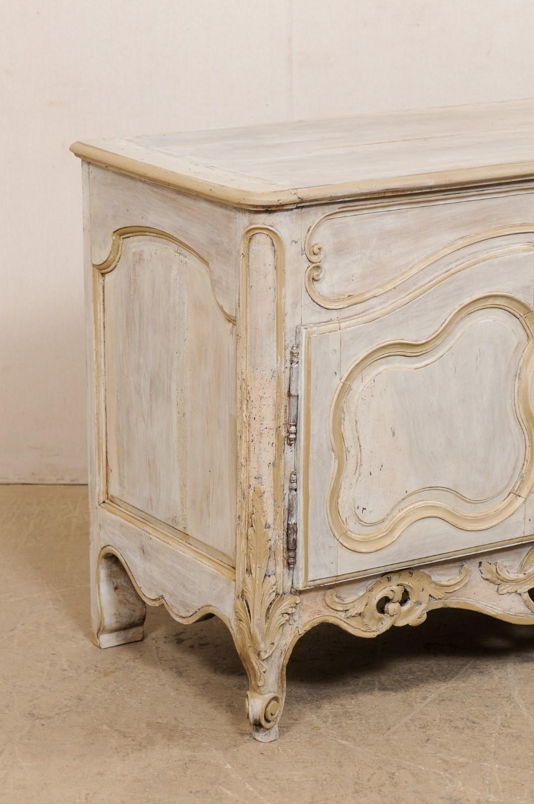 19th Century Early 19th C. French 2-Door Buffet Console with Beautiful Pierce-Carved Skirt For Sale