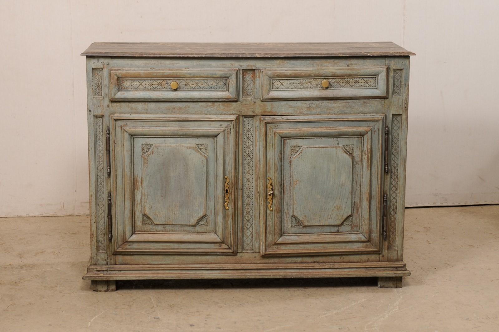Early 19th C. French Wood Cabinet w/Nice Accents & Faux-Marble Painted Top  For Sale 7