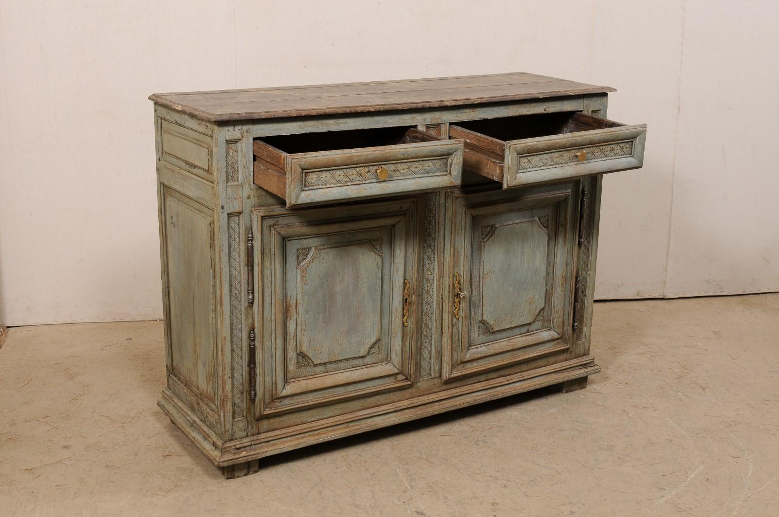 Early 19th C. French Wood Cabinet w/Nice Accents & Faux-Marble Painted Top  In Good Condition For Sale In Atlanta, GA