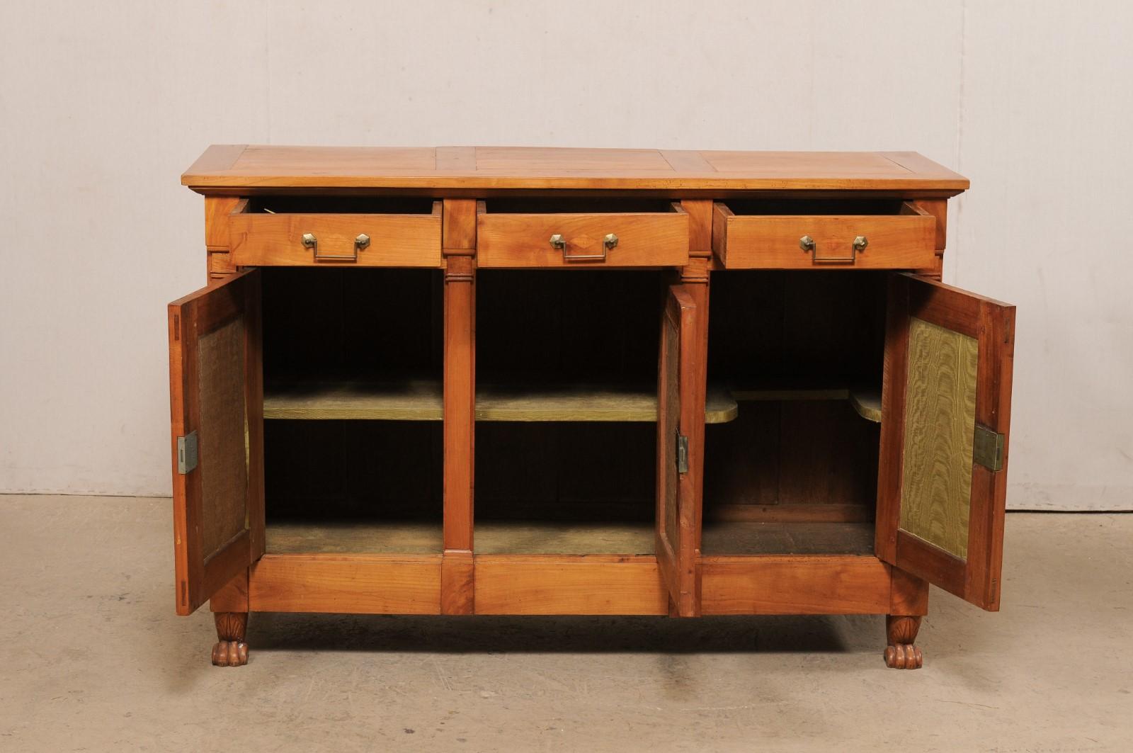 19th Century Early 19th C. French Wooden Credenza on Paw Feet For Sale