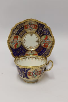Hand Painted Chamberlain Worcester Cup and Saucer, Imari Pattern