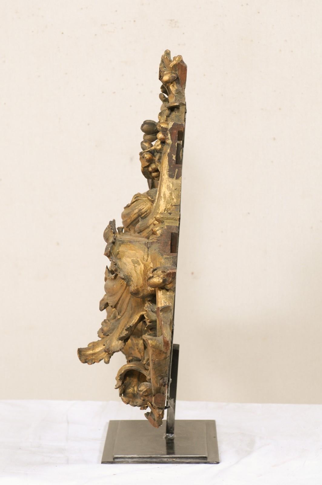 Early 19th Century Italian Carved and Gilt Acanthus Fragment on Custom Stand 5