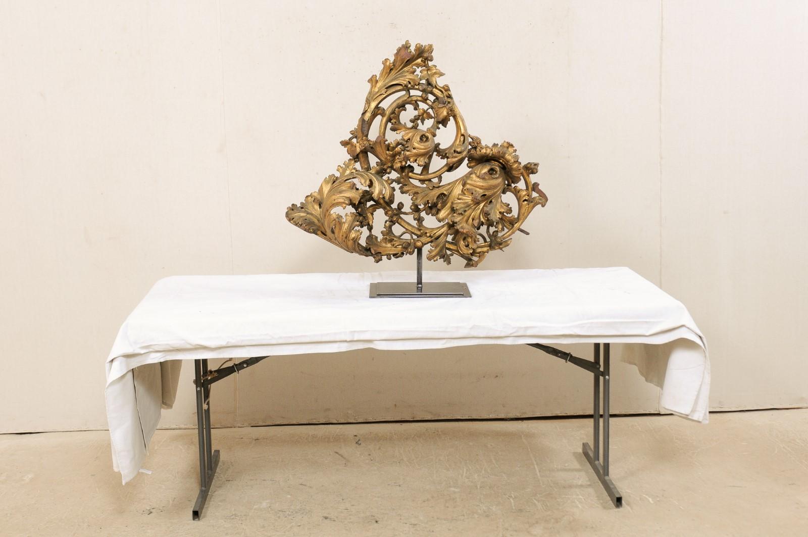 Early 19th Century Italian Carved and Gilt Acanthus Fragment on Custom Stand 6