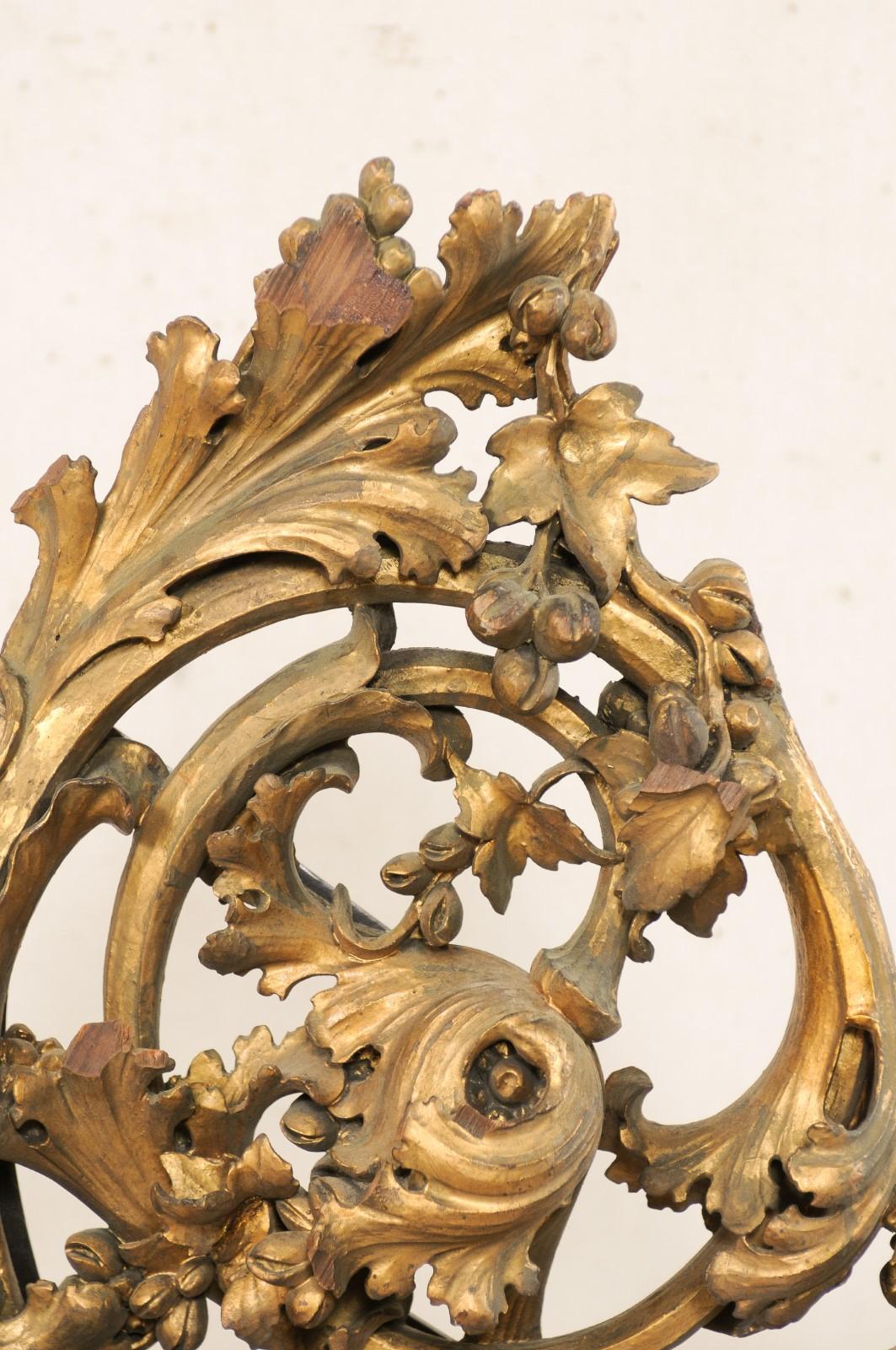 Iron Early 19th Century Italian Carved and Gilt Acanthus Fragment on Custom Stand