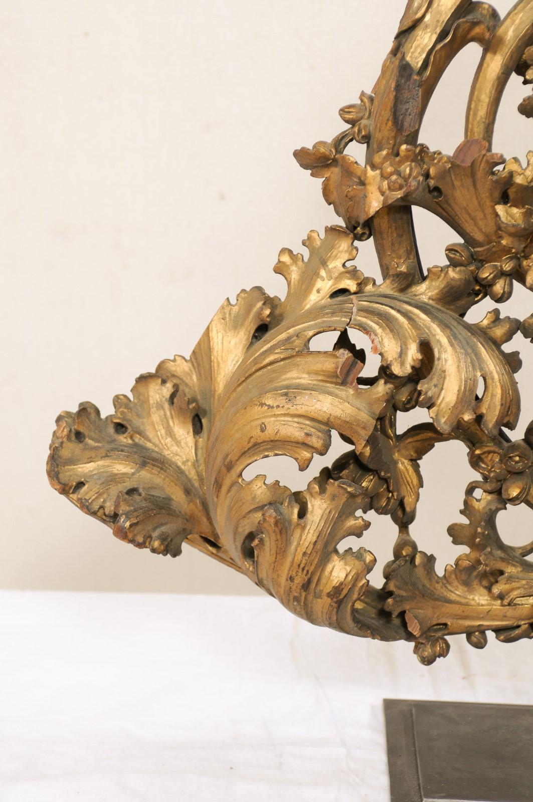Early 19th Century Italian Carved and Gilt Acanthus Fragment on Custom Stand 1