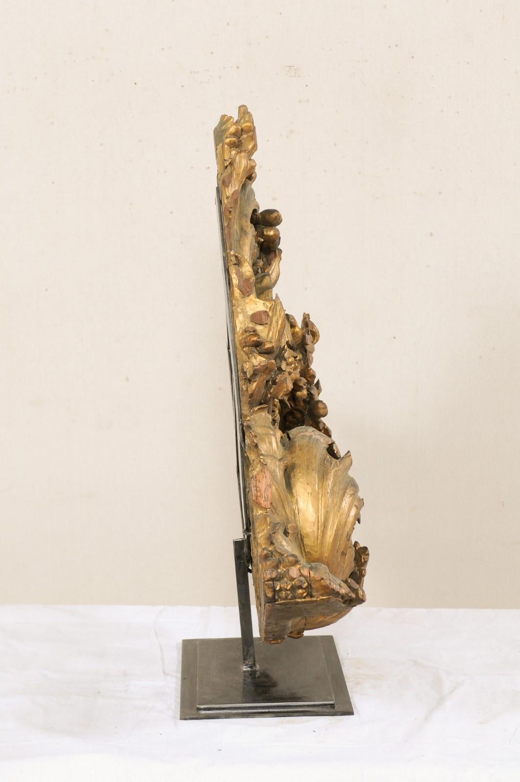 Early 19th Century Italian Carved and Gilt Acanthus Fragment on Custom Stand 3