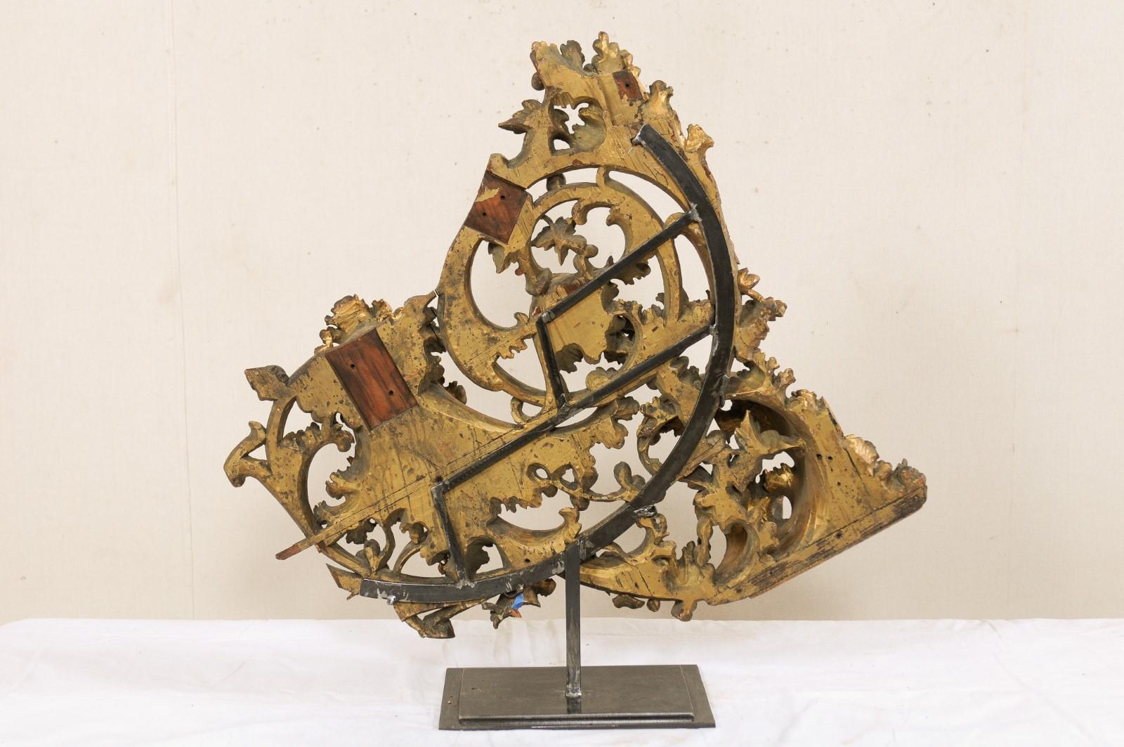 Early 19th Century Italian Carved and Gilt Acanthus Fragment on Custom Stand 4