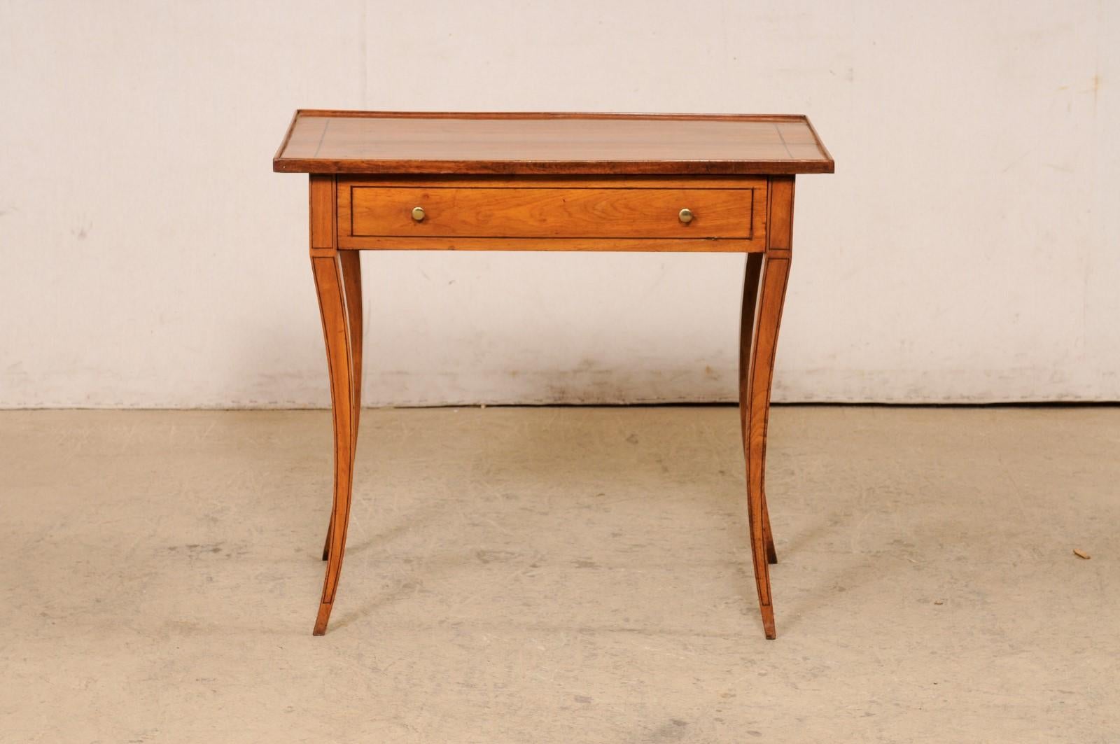 An Early 19th C. Italian Occasional Table w/Inlay Accents & Elegant Sabre Legs For Sale 7