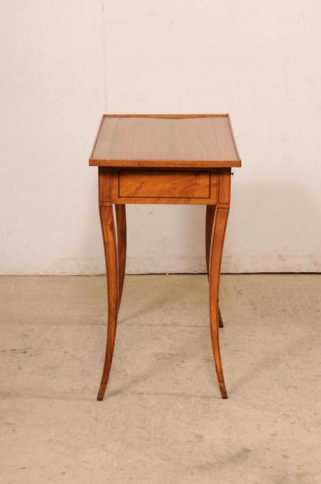 An Early 19th C. Italian Occasional Table w/Inlay Accents & Elegant Sabre Legs For Sale 1