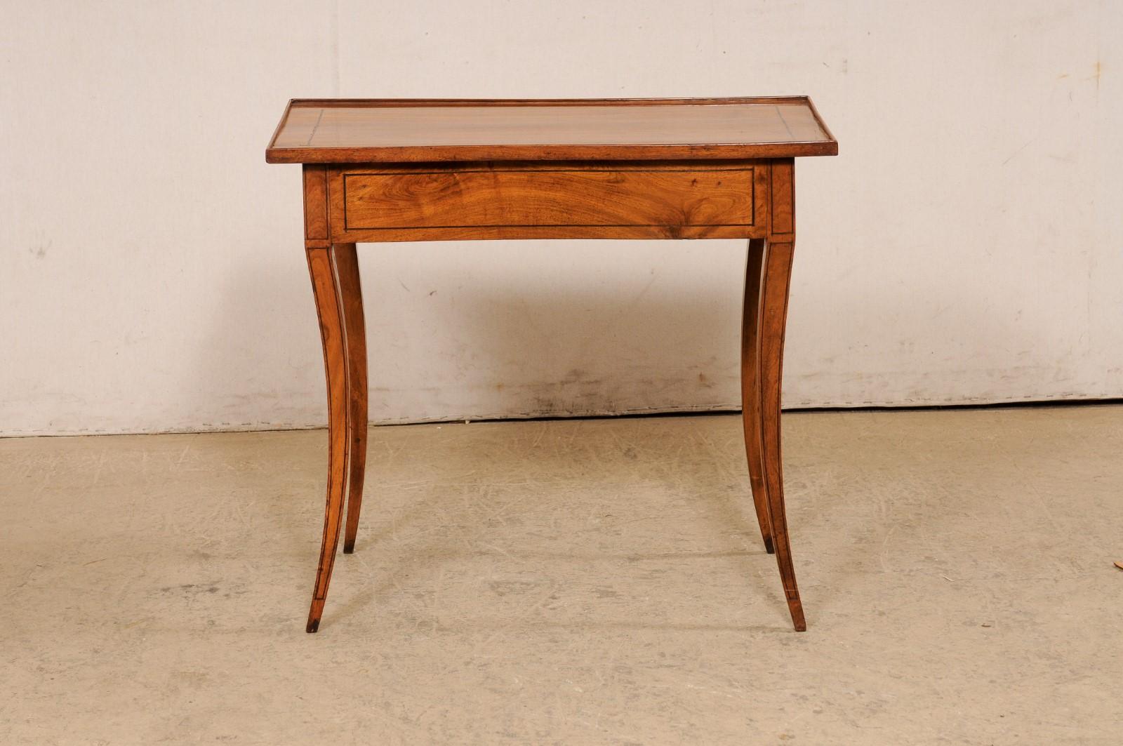 An Early 19th C. Italian Occasional Table w/Inlay Accents & Elegant Sabre Legs For Sale 3