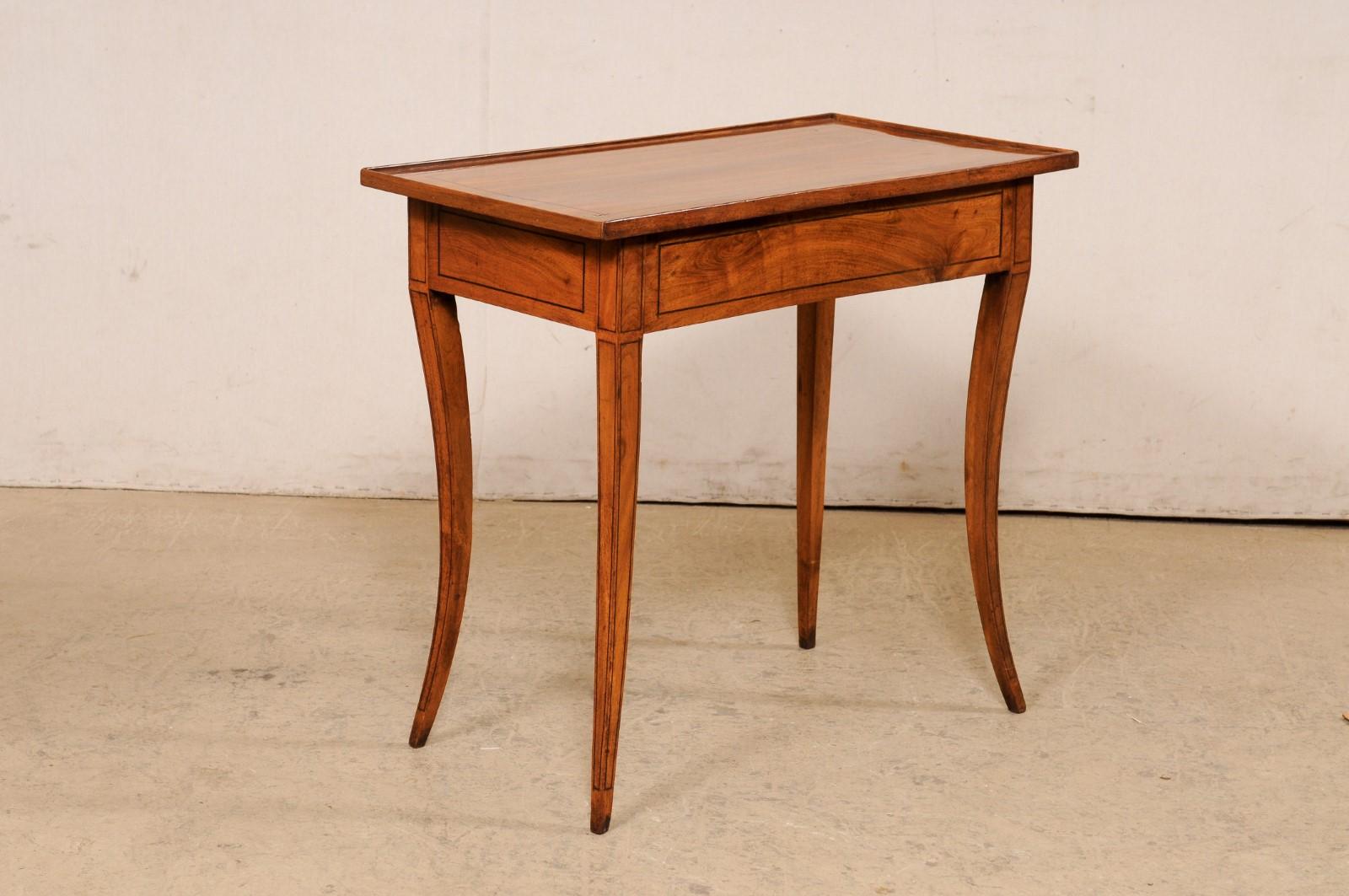 An Early 19th C. Italian Occasional Table w/Inlay Accents & Elegant Sabre Legs For Sale 4