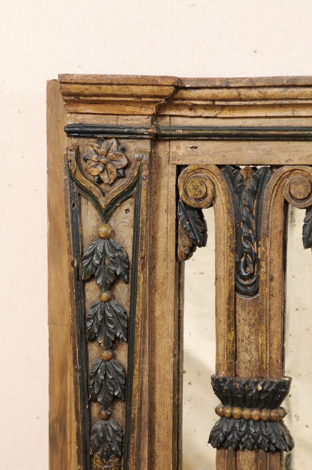 Hand-Carved Early 19th Century Portuguese Carved Wood Gate with Mirror at Backside For Sale
