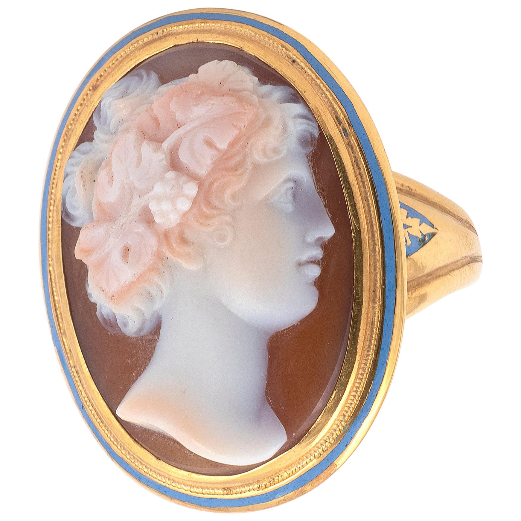 Georgian Early 19th Century Agate Cameo of Flora Ring