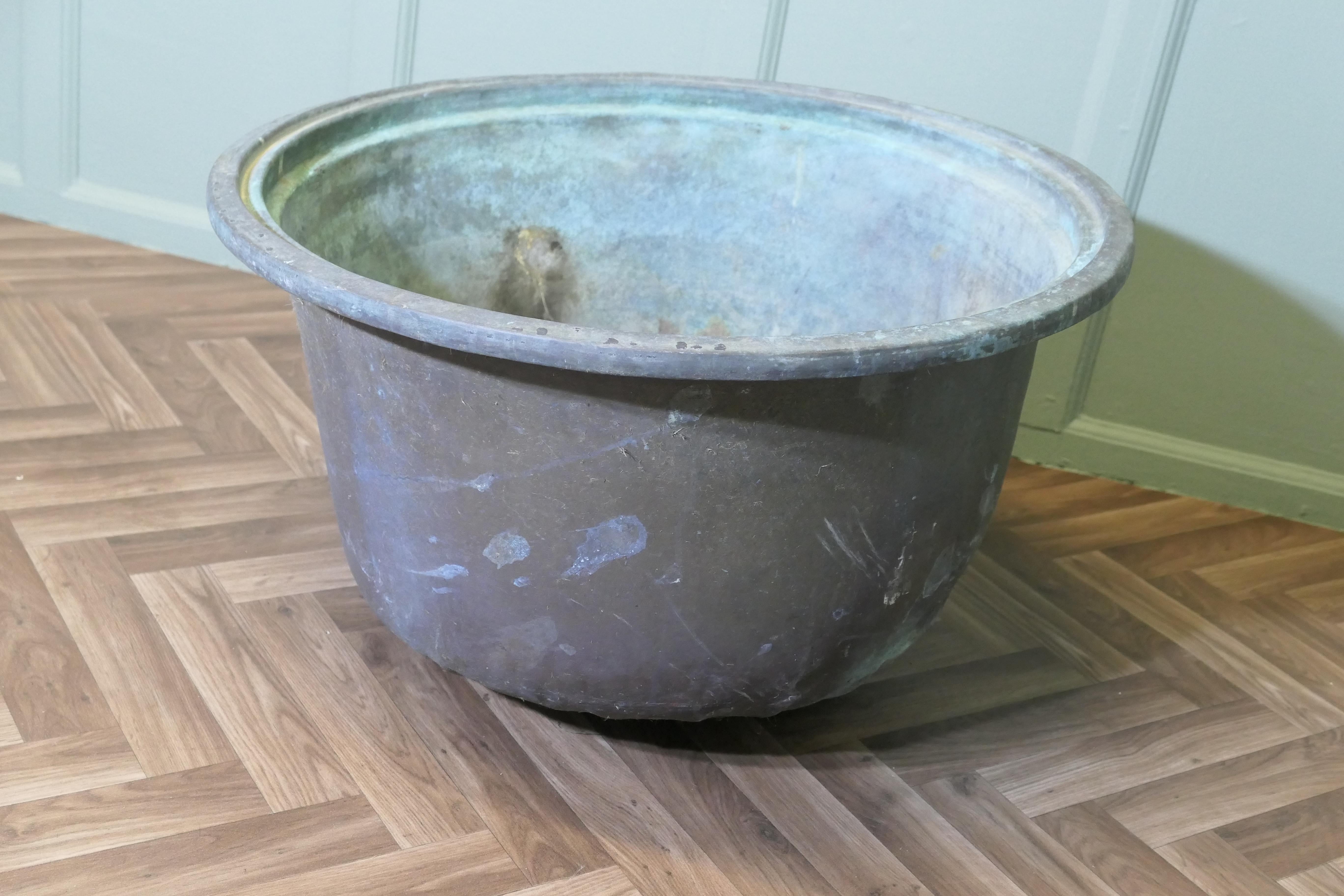 Victorian An Early 19th Century Antique Copper Cauldron For Sale