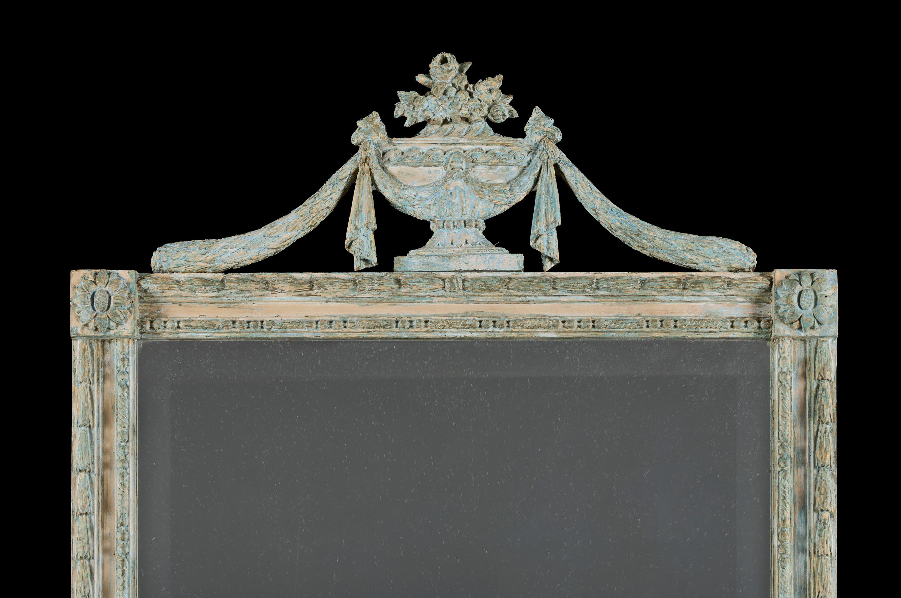 Gustavien Miroir gustavien peint en bleu du début du 19e siècle en vente