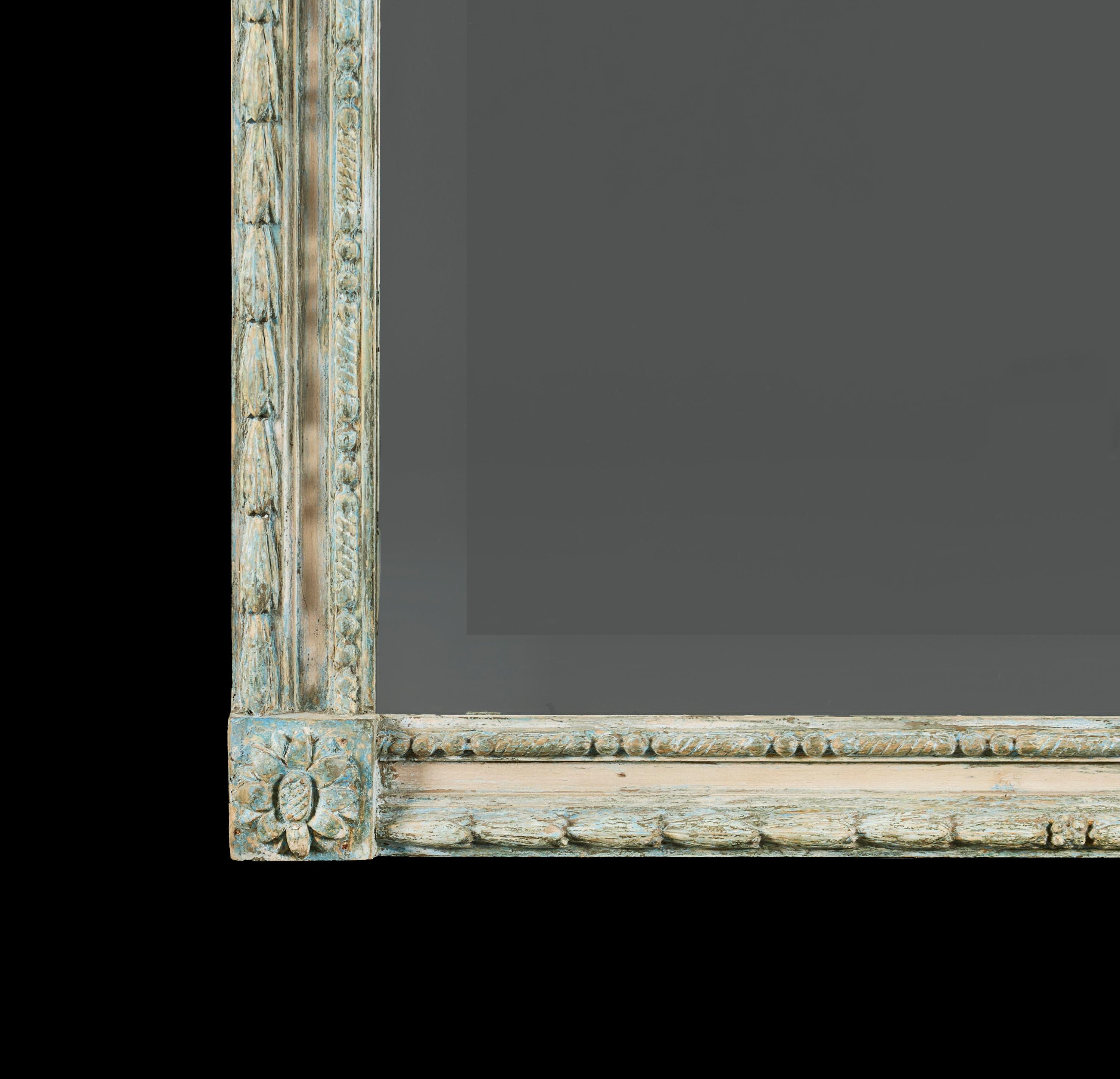 Peint Miroir gustavien peint en bleu du début du 19e siècle en vente