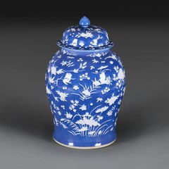 An Early 19th Century Chinese Blue and White Canton Temple Jar