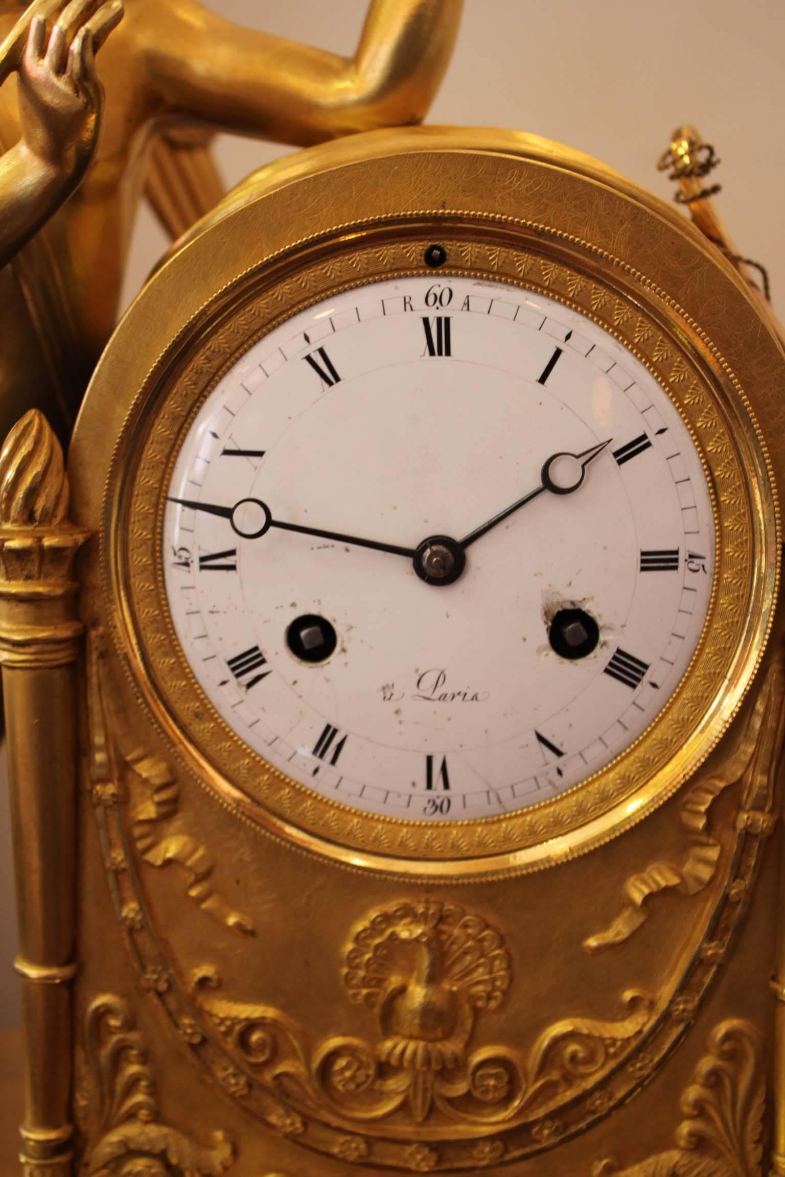 An Early 19th Century Cupidon Gilt Bronze Clock 5