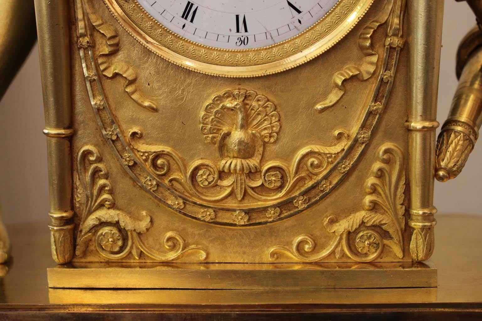 An Early 19th Century Cupidon Gilt Bronze Clock 7