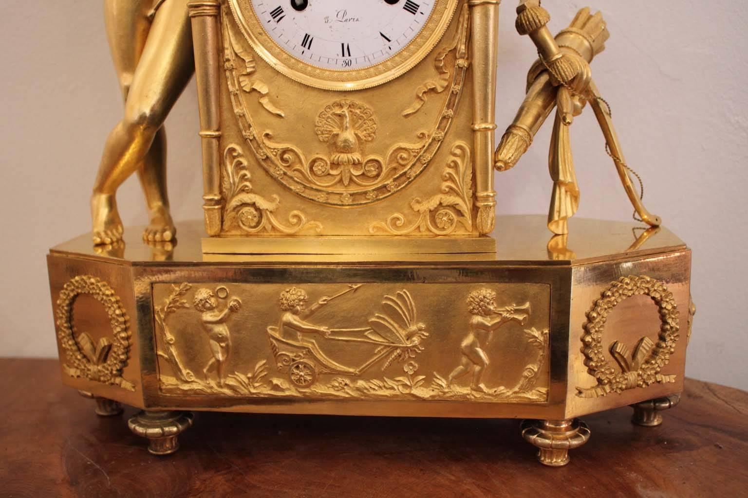 An Early 19th Century Cupidon Gilt Bronze Clock 8