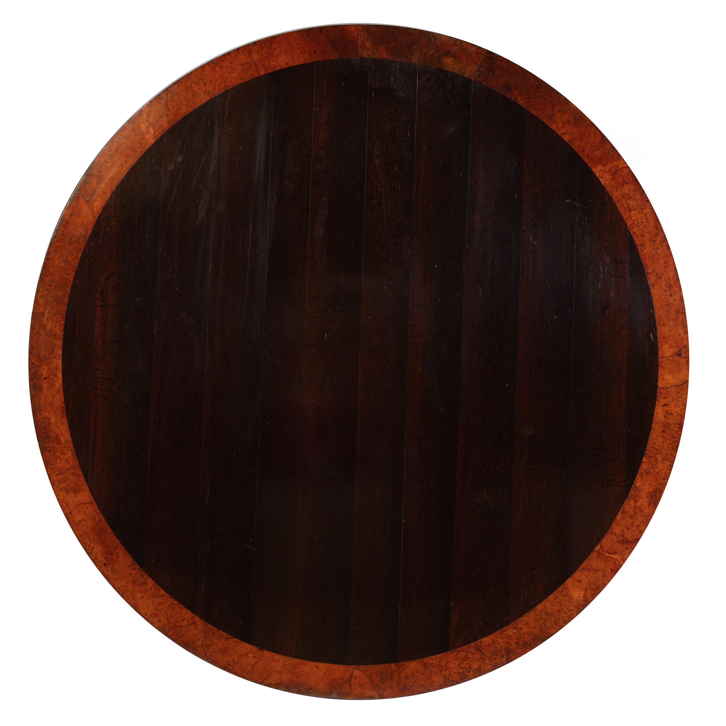 Early 19th Century Ebonized Circular Centre Table with Burr Yew Wood Edge 3