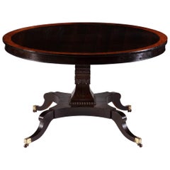 Early 19th Century Ebonized Circular Centre Table with Burr Yew Wood Edge
