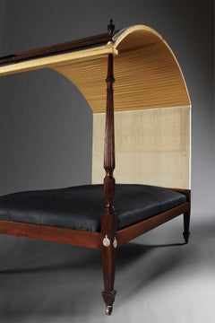 Early 19th Century English Mahogany Wood Hepplewhite Campaign Four Poster Bed
