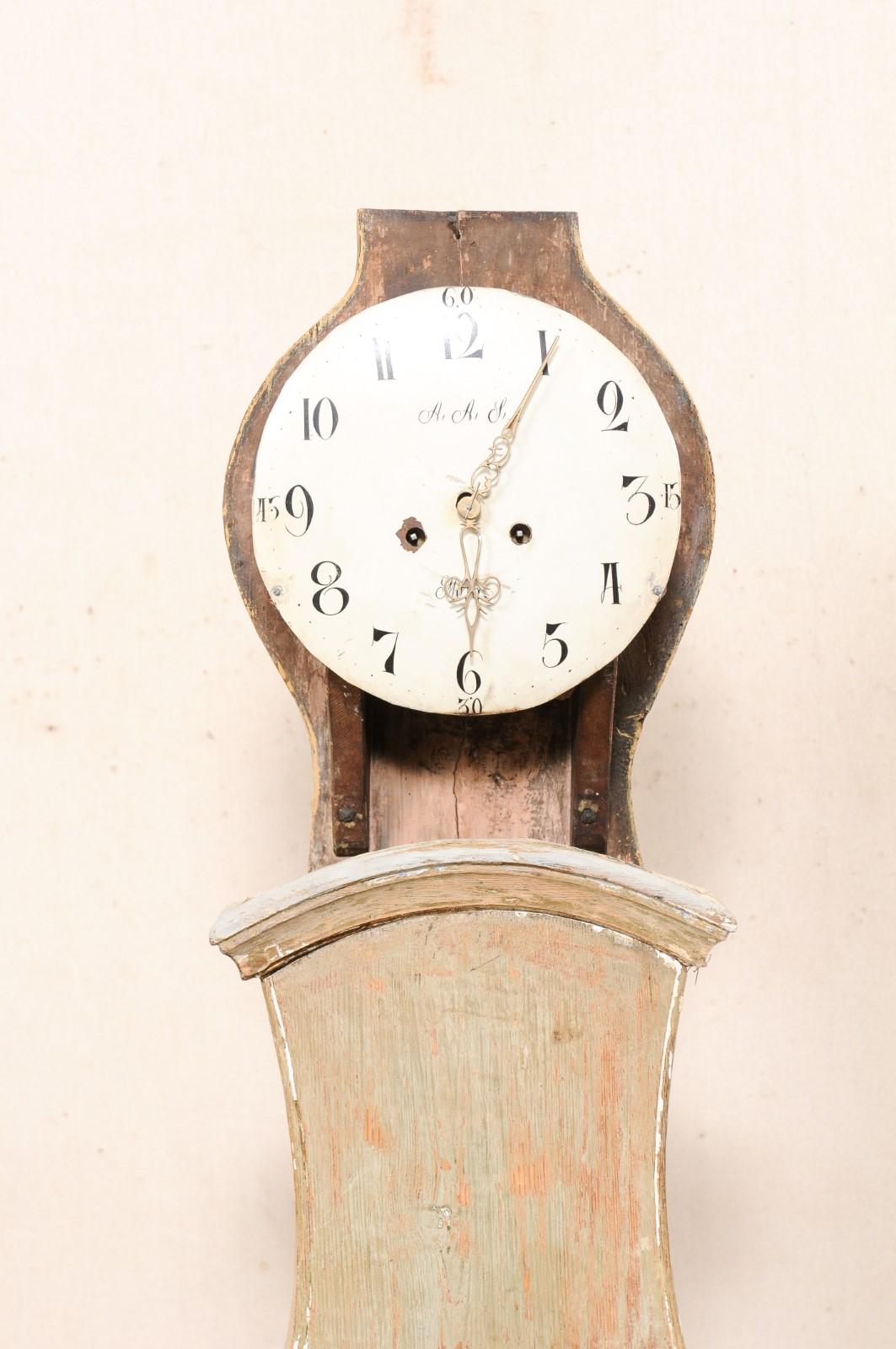 Early 19th Century Floor Clock W/Original Metal Face & Hands, Sweden For Sale 7