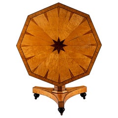 Antique Early 19th Century French Bird's-Eye Maple Octagonal Tilt-Top Centre Table