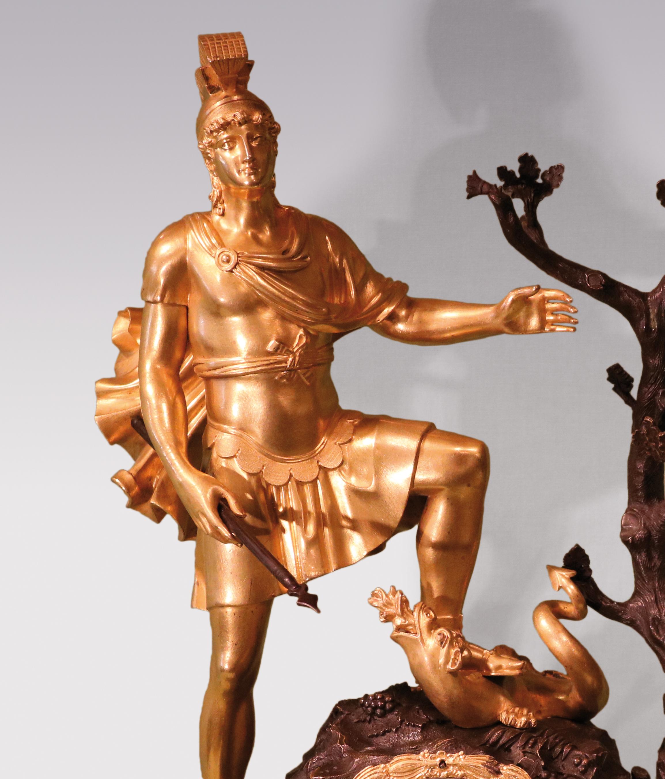 Französische 8-Tage-Manteluhr aus Bronze und Goldbronze aus dem frühen 19. Jahrhundert im Angebot 2