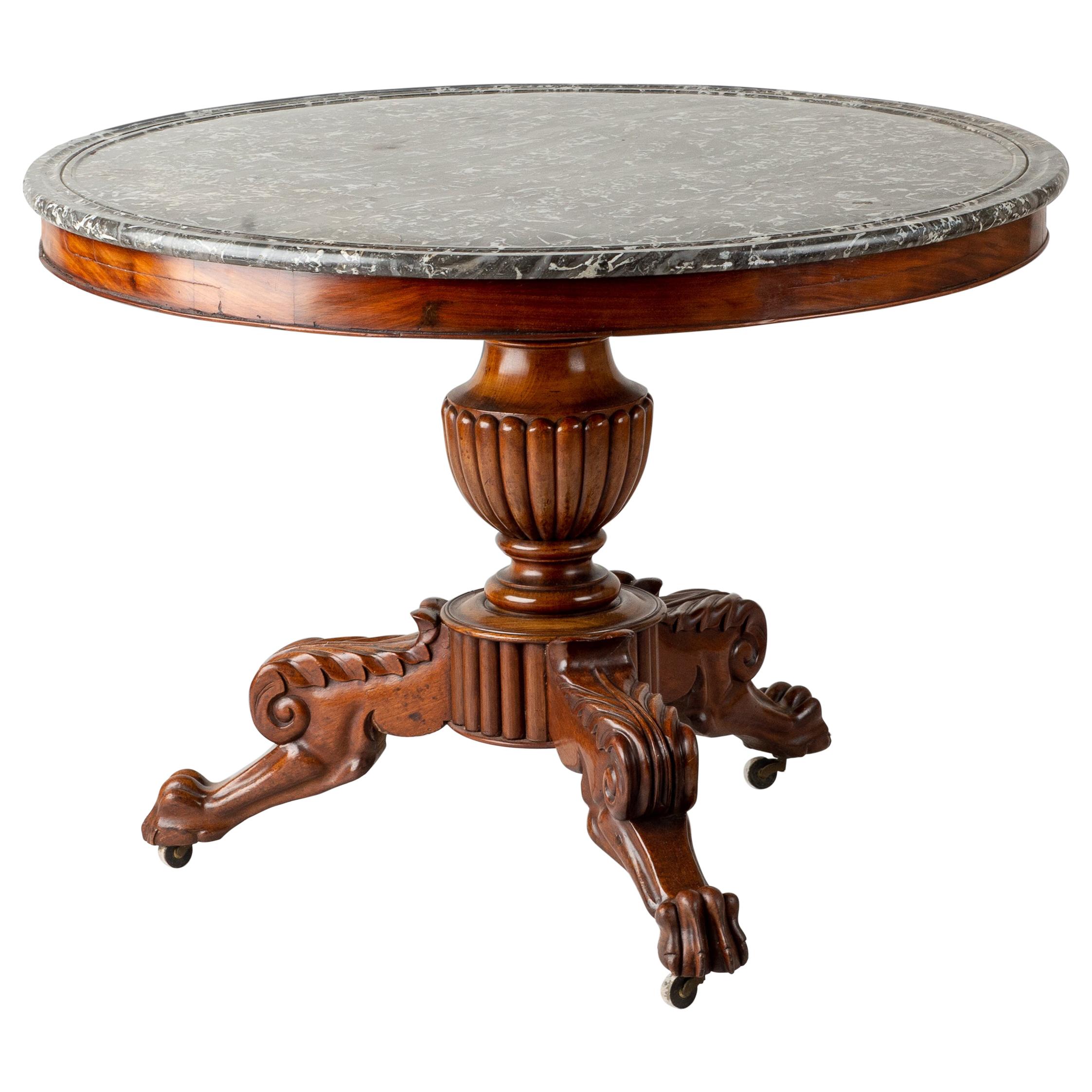 Early 19th Century French Marble Topped Gueridon Table For Sale