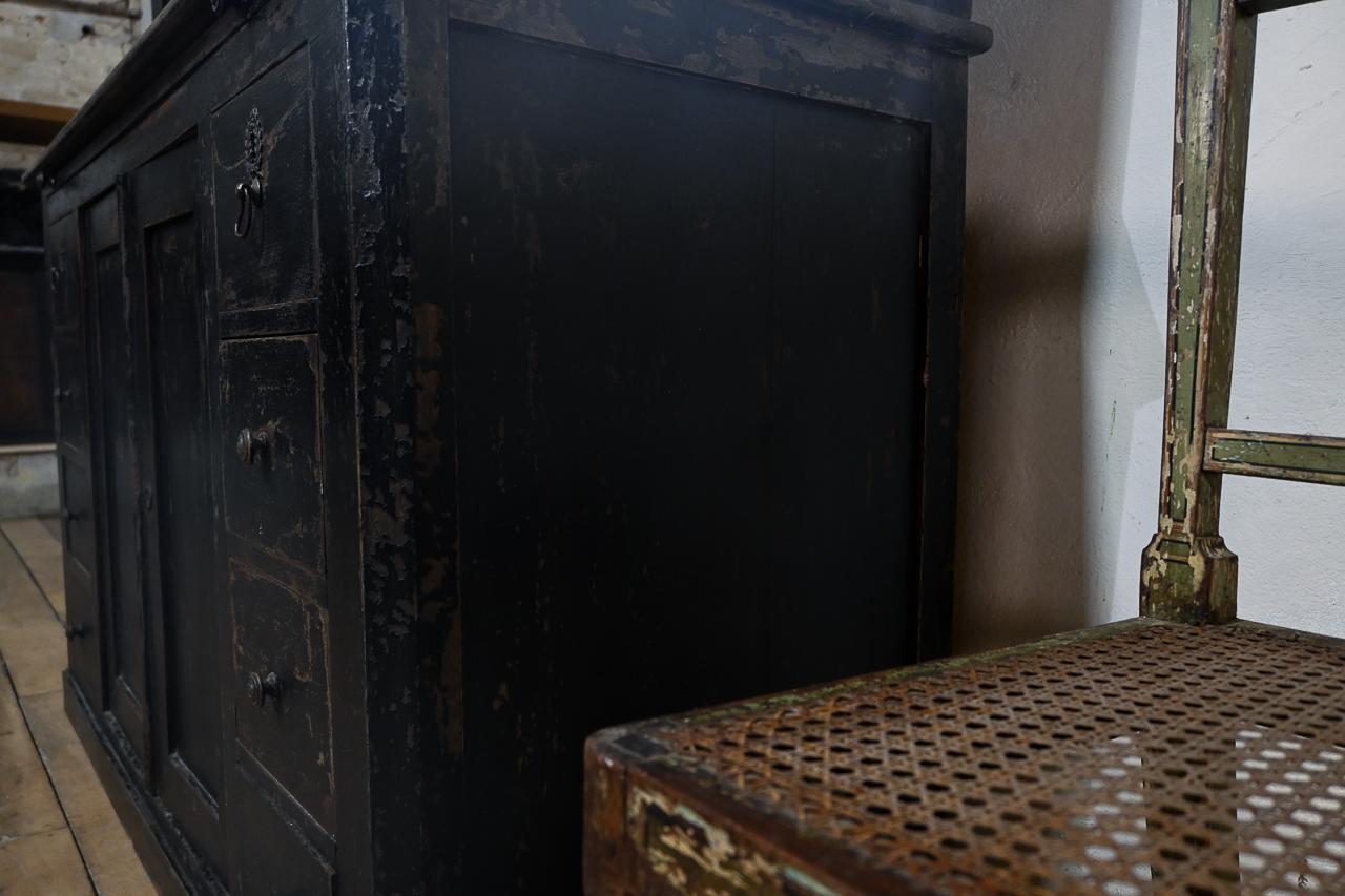 Tall 19th Century French Black Glazed Painted Bookcase - Cabinet  For Sale 5