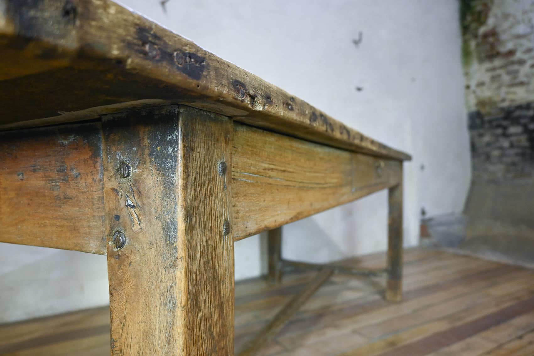 Early 19th Century French Sycamore & Oak Refectory Farmhouse Table For Sale 5